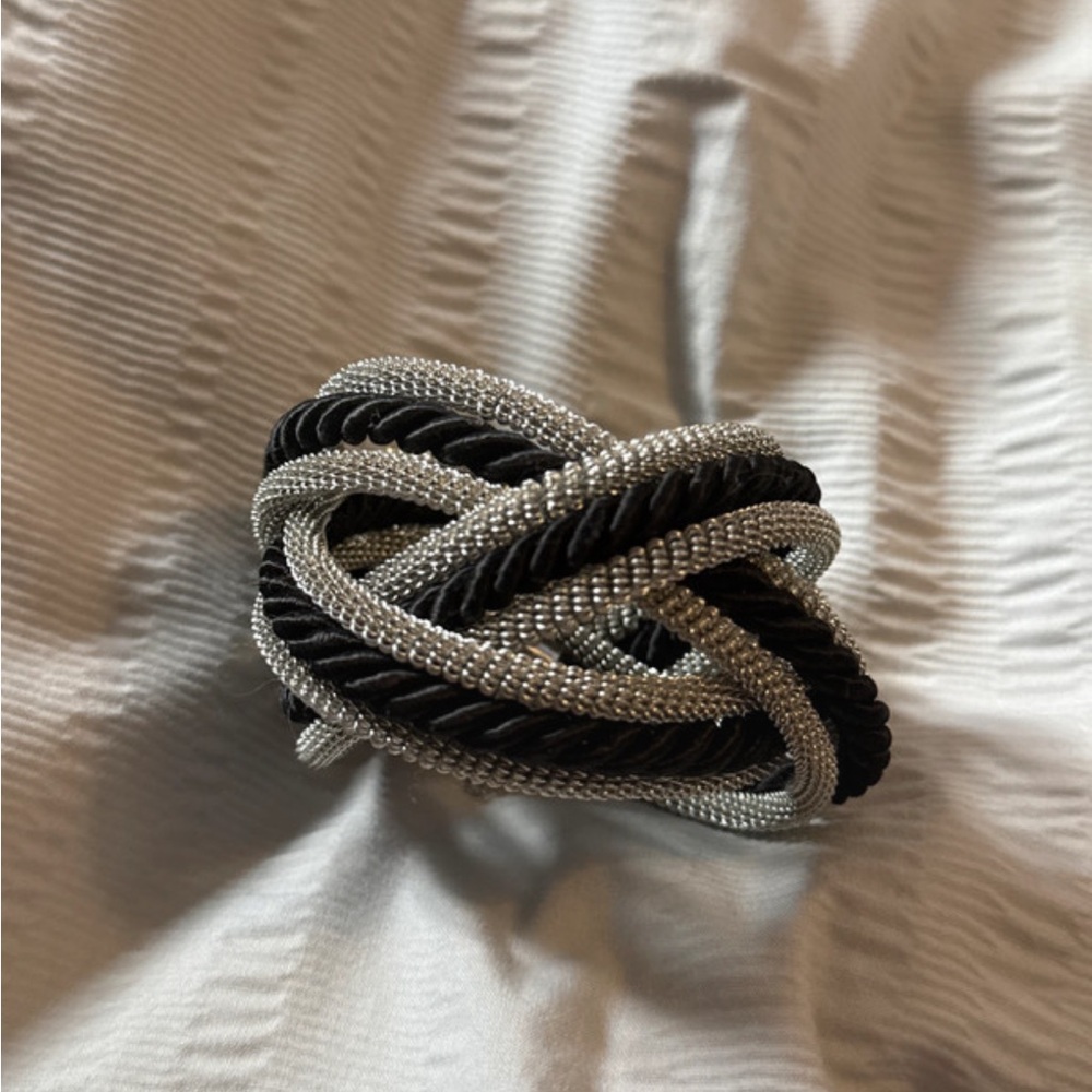 Elegant Black and Silver Braided Bracelet